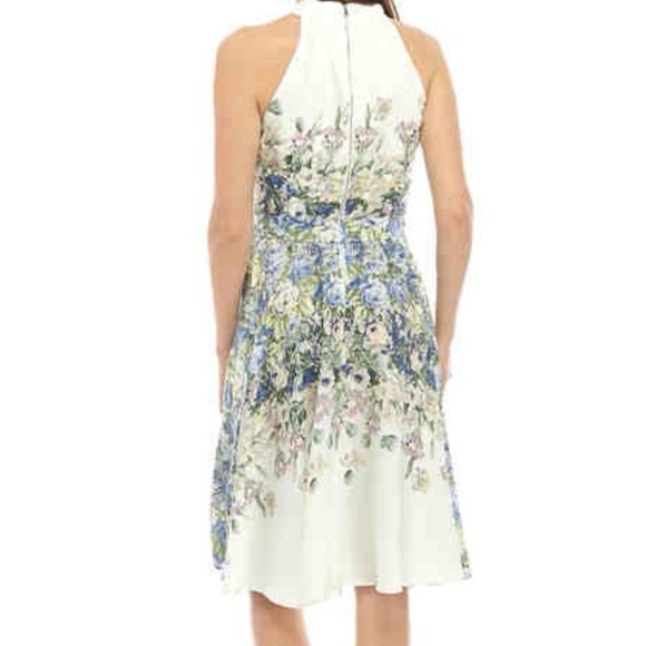 DN designs Cream Halter Midi Tie Waist Feminine Whimsy Sundress Size 14W - Picture 2 of 8